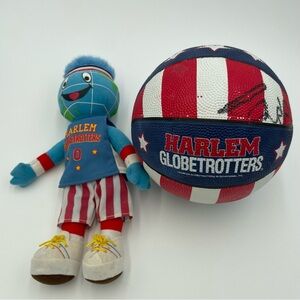 Vintage Harlem Globetrotters Collectible Bundle Globie Plush & Signed Mini Ball